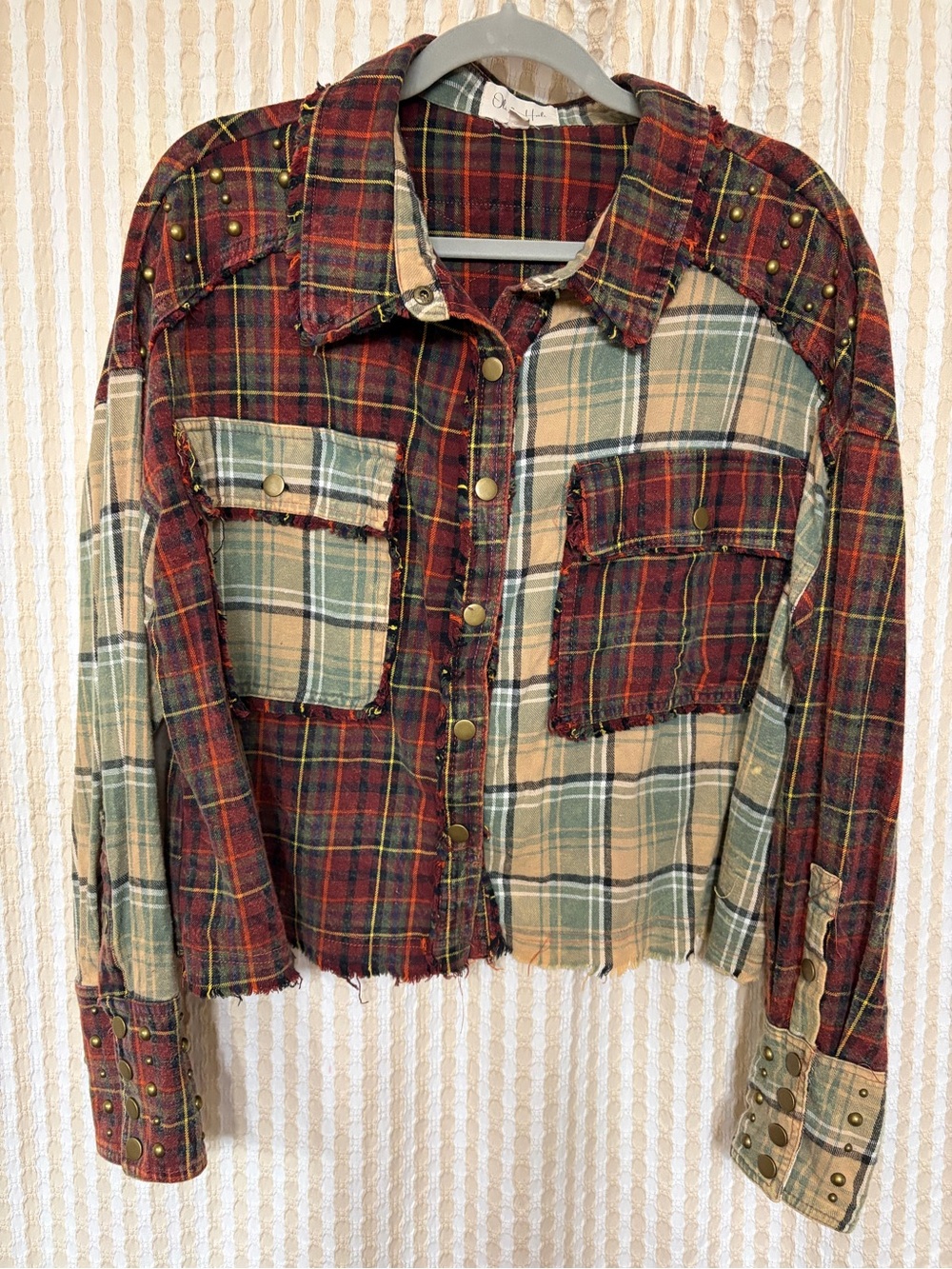 Oli & Hali Red, Green & Yellow Plaid Button-Up Top
